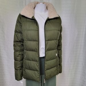 LAUREN RALPH LAUREN Puffer Jacket Sherpa Collar Army Green Women’s M (SEE DESC)